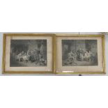 Sir David Wilkie Framed 19th Century Engravings Blind Fidler & Village Politician, frame size 36.5 x