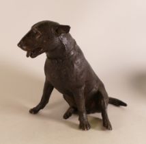 Large heavy Bronzed Brass figure of seated English Bull Terrier, height 28cm