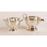 Silver hallmarked non matching sugar bowl & cream jug in good overall used condition, weight 158g.