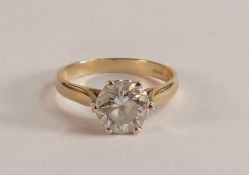 14ct gold ladies ring set with solitaire CZ, size L, 2.8g.