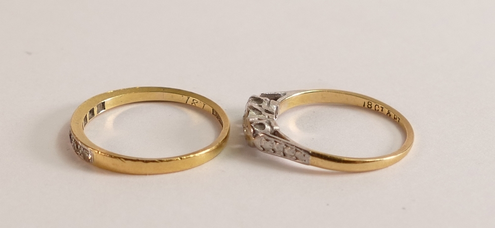 Two worn 18ct gold diamond rings, 3.4g. (2) - Image 2 of 3