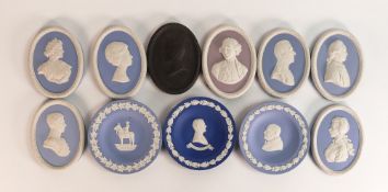 A collection of Wedgwood 20th century oval Jasper ware plaques including Capt. James Cook, The