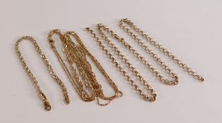 Two 9ct gold necklaces and 9ct gold bracelet, all broken, 15g.