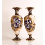 A pair of Carlton ware Wiltshaw & Robinson Baluster vases in the Petunia pattern, flow blue with