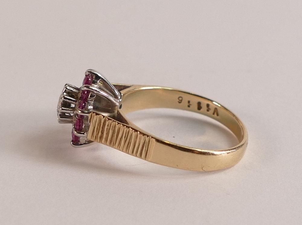 9ct ladies ring set with pink & white stones, size N/O, 3.3g. - Image 3 of 3