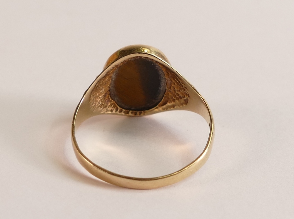 9ct gold gentleman's signet ring set with oval agate stone, size T/U, 2.8g. - Bild 2 aus 3