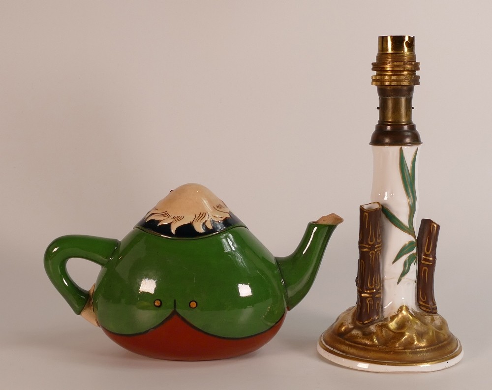 Wileman & Co (Foley) Intarsio character tea pot, Kruger pattern 3246 and Foley lamp base, bamboo - Image 6 of 6