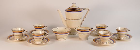 Arcadian Ware Art Deco 15 piece coffee set, 1 cup with hairline, 1 cup badly crazed (15)