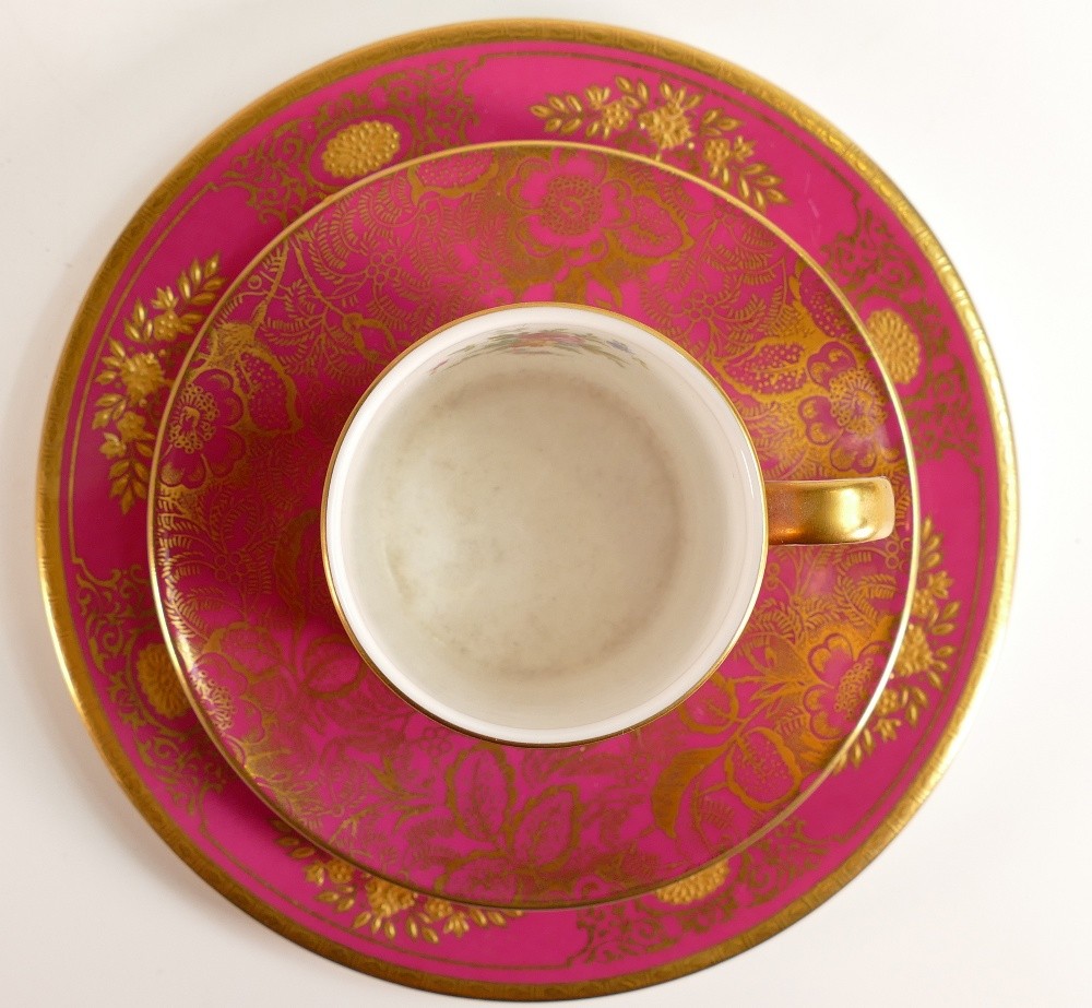 A collection of Mintons gilded china including Argyle plate, Brocade coffee can & saucer, Minton - Image 6 of 6