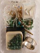 Costume & silver jewellery including silver hallmarked napkin ring, cultured pearls bracelet with