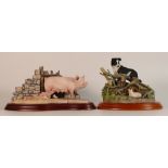 Border Fine Arts figures Found Safe & Last to Finish, length of largest base 24cm - pig with chip to