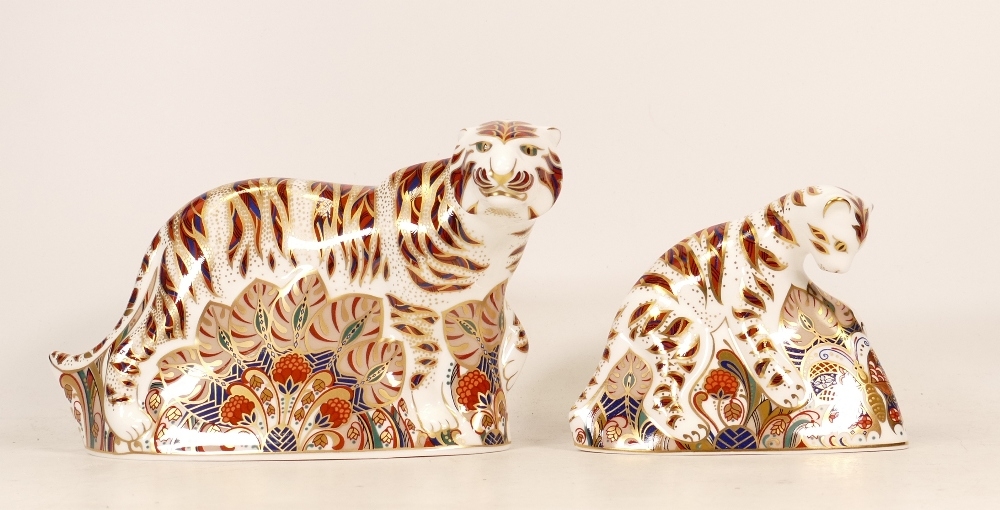 Royal Crown Derby paperweights Bengal Tiger and Bengal Cub