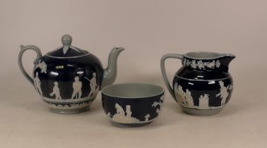 Copeland Spode milk jug, teapot (rim to lid damaged) and sugar bowl (3)