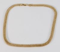 9ct gold hallmarked flat link 40cm neck chain, weight 10.92g