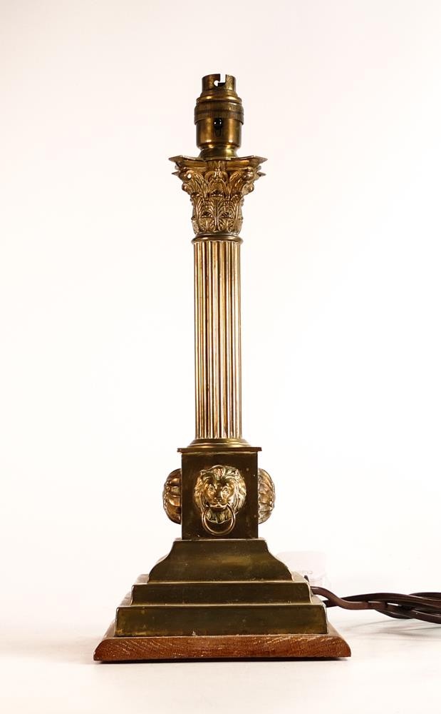 Victorian Corinthian column Brass lamp base converted from a candlestick. Fluted column with - Image 2 of 6