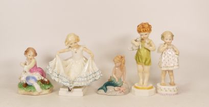 Royal Worcester figures Masquerade Girl 3360, Wednesday's Child Knows Little Woe 3521, Little Miss