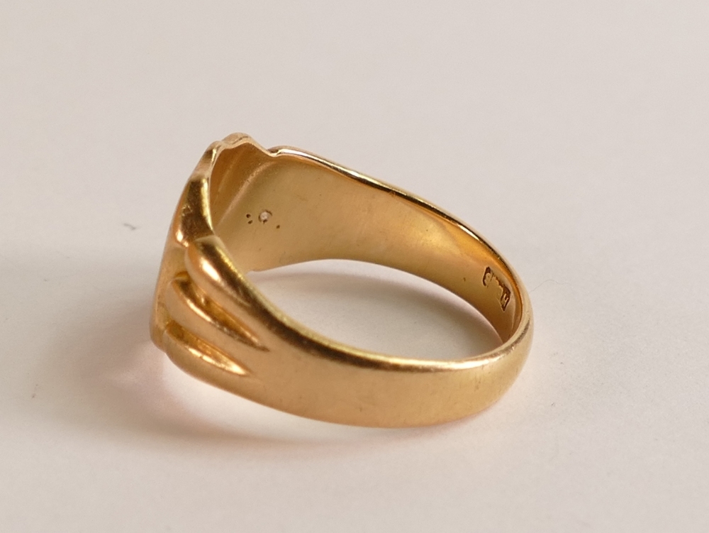 18ct gold gents signet ring, ring size R, 8.8g. - Image 3 of 3