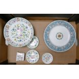 Minton Hadden Hall footed bowl, pin dishes, small vase together with Wedgwood Florentine plate