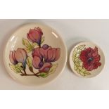 Moorcroft Pink Magnolia charger . Diameter 26cm together with Poppy plate 15.5cm