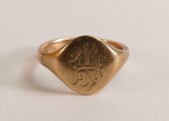 9CT gold Gentleman's signet ring, 6g.