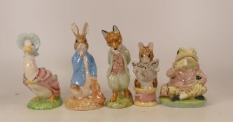 Five large Royal Albert Beatrix Potter BP6b figures to include Foxy Whiskered Gentleman, Peter