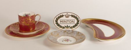 A collection of Mintons gilded china including Argyle plate, Brocade coffee can & saucer, Minton