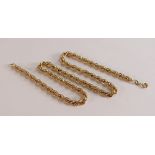 9ct gold thick rope 18 inch necklace, 13.6g.