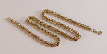 9ct gold thick rope 18 inch necklace, 13.6g.