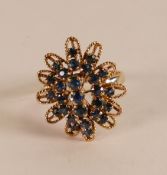 14ct gold sapphire cluster dress ring, size Q, 5.7g.
