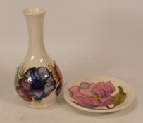 Moorcroft Anemone bud vase together with Magnolia pin dish . Height of vase
