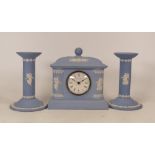 Wedgwood Bicentenary dancing hours clock with matching candlestick . Both with certificates.