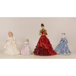 Coalport lady figures Minuettes Joanne and Ann together with Royal Doulton lady figures Christmas