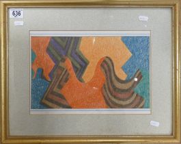 Paul Montem CLARKE (1915-1999) 'Small Abstract', Crayon on Paper. Framed Behind Glass. Size incl