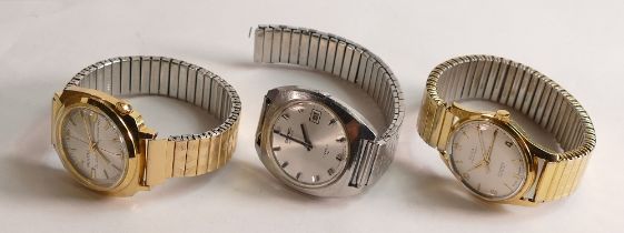 Three gents wrist watches - Guda super automatic & Genova De luxe, both wind, tick, set & run.