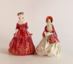 Royal Doulton lady figures Her Ladyship HN1977 together with Vivienne HN2073 (2)