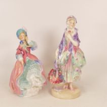 Royal Doulton lady figures Spring Morning and Phyllis HN1420 (damage to basket and flowers) (2)