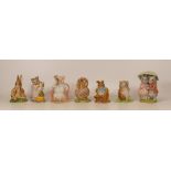 Beswick Beatrix potter figures to include Timmie Willie, Benjamin Bunny Sat on a Bank, Goody & Tommy