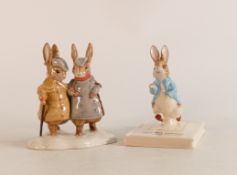 John Beswick Beatrix potter figures to include Peter on his book P4217 and Two Gentleman Rabbits
