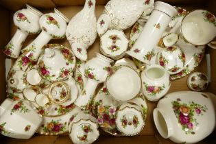 A collection of Royal Albert Old Country Roses to include ginger jars, bud vases, lidded trinket