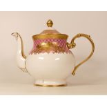 Large De Lamerie Fine Bone China heavily gilded Special Commission Tea Pot , specially made high end