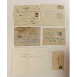 Five Egyptian stamped and used covers rescued from the Suez Canal Company offices, destroyed by an