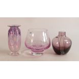 Three Caithness glass vases. Height of tallest 15.5cm