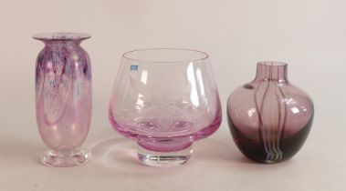 Three Caithness glass vases. Height of tallest 15.5cm