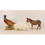 Beswick Pheasant 1226 together with donkey and boar 1453A (3)