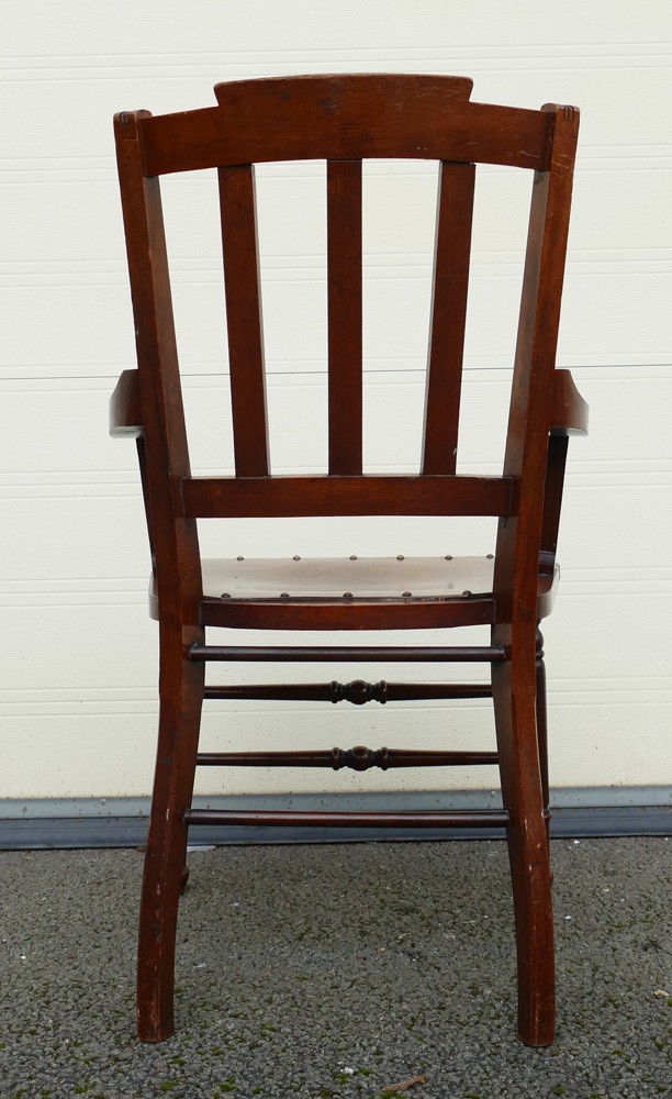 An Early 20th century Armchair. Carved pediment and back with turned supports and stretcher. Panel - Bild 2 aus 4