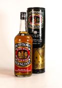 1 litre bottle of Dufftown Glenlivet 8-year 75 proof pure malt Scotch Whisky