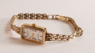 9ct gold Accurist ladies watch with 9ct gold bracelet, 10.3g.
