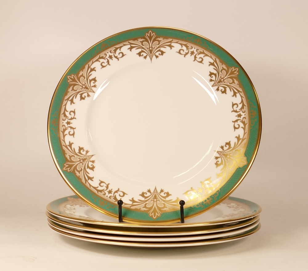 Five De Lamerie Fine Bone China heavily gilded Special Commission Dinner Plates , specially made
