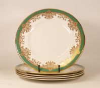 Five De Lamerie Fine Bone China heavily gilded Special Commission Dinner Plates , specially made