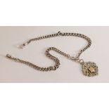 Victorian Silver Albert watchchain with Silver and gold medallion, 56g.
